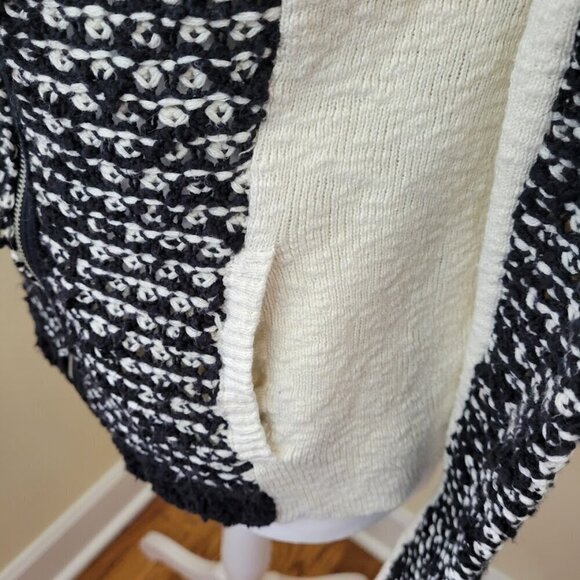 Anthropologie Sparrow Moto Style Sweater Black Ivory Zipper Women's Size XS - Picture 10 of 15